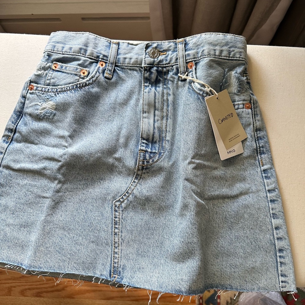 MNG Light Blue Denim Skirt